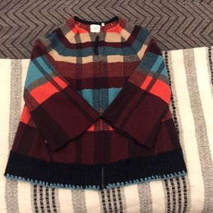 Wool blend plaid zip up cardigan from anthropology